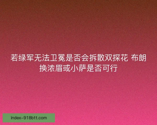 若绿军无法卫冕是否会拆散双探花 布朗换浓眉或小萨是否可行